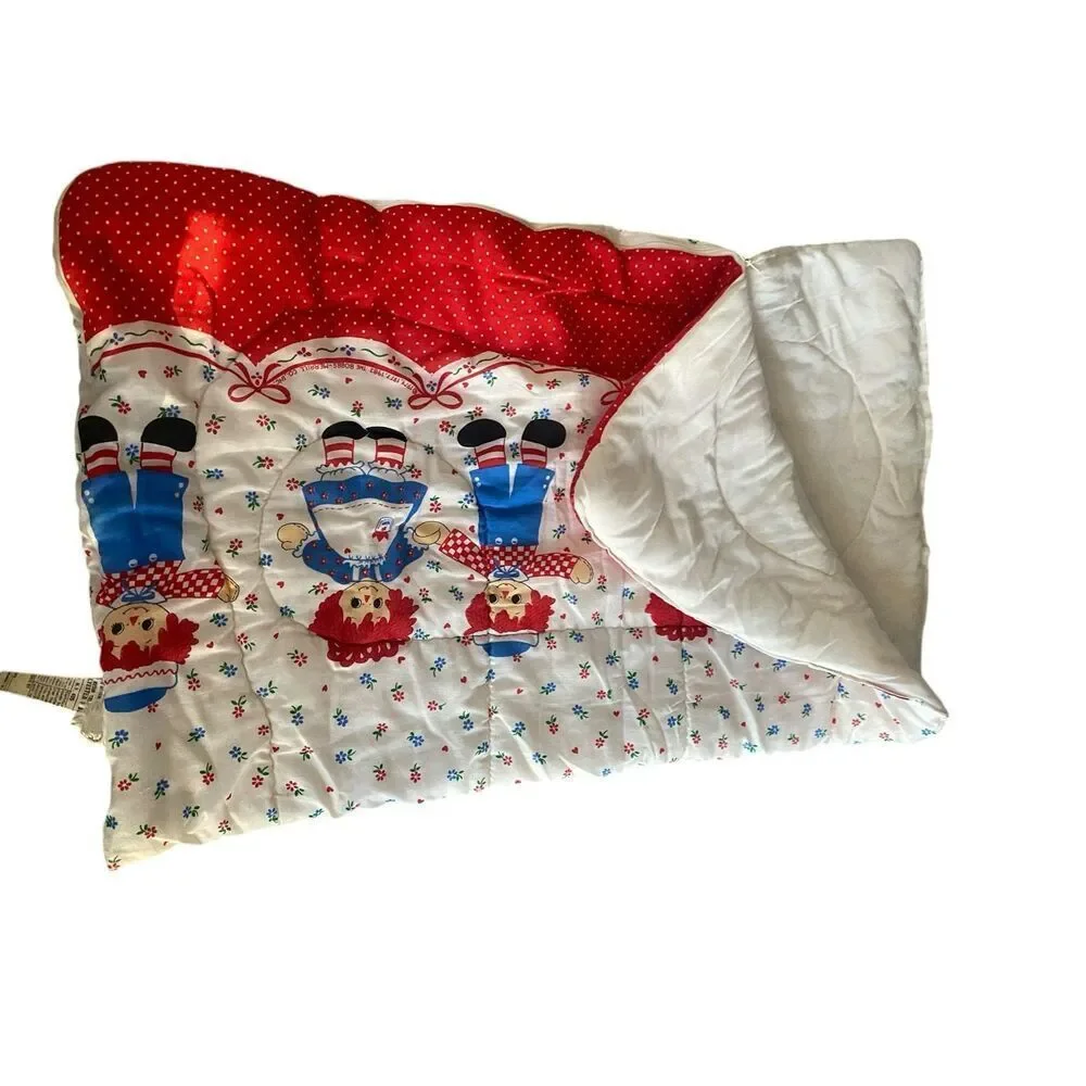 Raggedy Ann Andy Sleeping Bag Toddler Nap Mat USA Red Polka Dot Retro Vintage